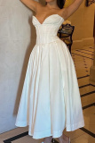 Red Formal Evening Party Prom Backless Strapless Long Tube Maxi Pleated Dresses