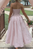 Red Formal Evening Party Prom Backless Strapless Long Tube Maxi Pleated Dresses