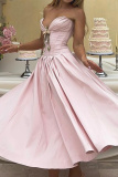 Red Formal Evening Party Prom Backless Strapless Long Tube Maxi Pleated Dresses