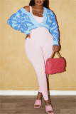 Pink Textured V Neck with Buttons Long Sleeve Crop Knitted Sweater Tops