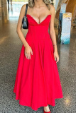 Red Formal Evening Party Prom Backless Strapless Long Tube Maxi Pleated Dresses