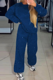 Green Hot Drill O Neck Long Sleeve Sweatshirt And Pants Casual Sportwear Two Pieces Jogger Sets
