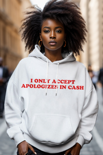 White Red Casual African Letter Print Long Sleeve Fall Winter Hooded Sweatshirt