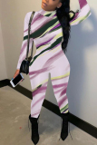 Rose Red Black Casual Graphics Print Half A Turtleneck Skinny Jumpsuits One Piece Bodysuit