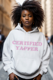 White Red Casual African Letter Print Long Sleeve Fall Winter Hooded Sweatshirt