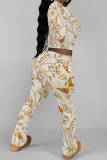 White Letters Tie Dye Print O Neck Long Sleeve Crop T Shirt And Flare Leg Pants Sportwear Casual Two Pieces Jogger Sets