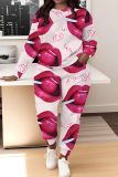Multicolor Graphics Boho Print O Neck Long Sleeve Sweatshirt And Skinny Pants Casual Sportwear Two Pieces Sweatsuit Sets