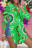 Purple Casual Floral Print Long Sleeve Buttons Slit Turndown Collar Blouse Shirt Tops