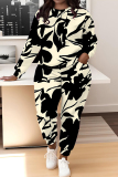 Blue Brown Graphics Boho Print O Neck Long Sleeve Sweatshirt And Skinny Pants Casual Sportwear Two Pieces Sweatsuit Sets