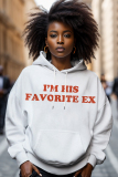 White Red Casual African Letter Print Long Sleeve Fall Winter Hooded Sweatshirt