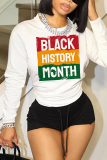 White Green Casual Letter Print O Neck Long Sleeve Sweatshirt