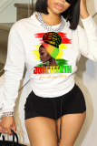 White Green Casual Letter Print O Neck Long Sleeve Sweatshirt
