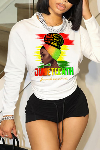 White Green Casual Letter Print O Neck Long Sleeve Sweatshirt
