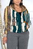 Red Graphcis Print Zipper Long Sleeve Fall Winter Casual Hooded Jackets