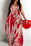 Multicolor Boho Graphics Print Backless Spaghetti Strap Floor Length Vacation Baggy Plus Size Sundress Slip Maxi Dress
