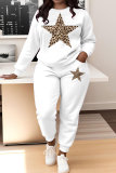 White Letter Print O Neck Long Sleeve Sweatshirt And Pants Sportwear Matching Sweatsuit Set