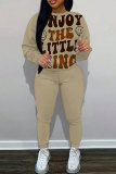 White Yellow Graphics Print O Neck Long Sleeve Sweatshirt And Skinny Pants Sportwear Matching Sweatsuit Set