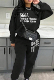 Red White Letter Print O Neck Long Sleeve Sweatshirt And Pants Sportwear Casual Two Pieces Jogger Sets