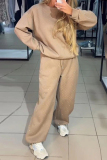 Green Hot Drill O Neck Long Sleeve Sweatshirt And Pants Casual Sportwear Two Pieces Jogger Sets