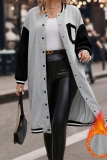 Black White Casual Letters Print Long Sleeve Plus Size Longline Cardigan Sweatshirt Coats