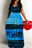 Multicolor Boho Graphics Print Backless Spaghetti Strap Floor Length Vacation Baggy Plus Size Sundress Slip Maxi Dress