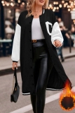 Black White Casual Letters Print Long Sleeve Plus Size Longline Cardigan Sweatshirt Coats