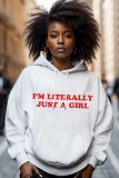 White Red Casual African Letter Print Long Sleeve Fall Winter Hooded Sweatshirt
