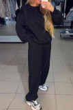 Green Hot Drill O Neck Long Sleeve Sweatshirt And Pants Casual Sportwear Two Pieces Jogger Sets