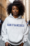 White Red Casual African Letter Print Long Sleeve Fall Winter Hooded Sweatshirt