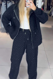 Apricot Hot Drill Zipper Hooded Long Sleeve Jackets And Sweatpants Sportwear Casual Two Pieces Jogger Sets