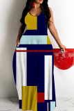 Multicolor Boho Graphics Print Backless Spaghetti Strap Floor Length Vacation Baggy Plus Size Sundress Slip Maxi Dress