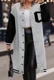Black White Casual Letters Print Long Sleeve Plus Size Longline Cardigan Sweatshirt Coats
