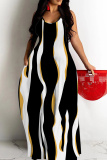 Multicolor Boho Graphics Print Backless Spaghetti Strap Floor Length Vacation Baggy Plus Size Sundress Slip Maxi Dress