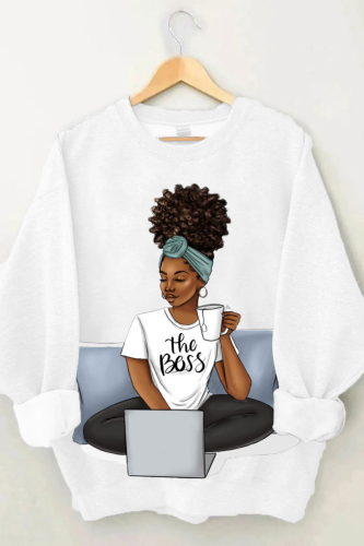 Brown Casual Figure Print Long Sleeve Fall Winter Hooded Sweatshirt