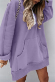 Green Hooded Long Sleeve Casual Pocket Slit Fall Winter Longline Sweatshirt