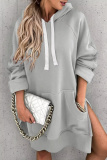 Green Hooded Long Sleeve Casual Pocket Slit Fall Winter Longline Sweatshirt