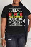 Dark Blue Letter Print O Neck Short Sleeve Casual Oversize T-Shirts