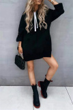 Green Hooded Long Sleeve Casual Pocket Slit Fall Winter Longline Sweatshirt