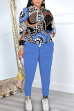 Yellow Graphics Print Hooded Long Sleeve Sweatshirts and Drawstring Pants Sportwear Casual Two Pieces Sweatsuit Sets