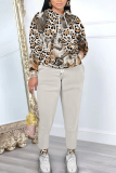 Yellow Graphics Print Hooded Long Sleeve Sweatshirts and Drawstring Pants Sportwear Casual Two Pieces Sweatsuit Sets