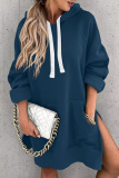 Green Hooded Long Sleeve Casual Pocket Slit Fall Winter Longline Sweatshirt
