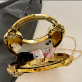 Casual Chains Crossbody Bags Ribbed Texture Handbag