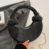 Casual Chains Crossbody Bags Ribbed Texture Handbag