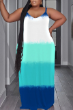 Orange Graphics Print Sleeveless O Neck Casual Vacation Baggy Sundress Maxi Slip Dresses