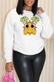 White Red Casual Graphcis Print O Neck Long Sleeve Fall Winter Sweatshirt