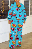 Black Red Heart Lips Print O Neck Long Sleeve Sweatshirt and Skinny Pants Sportwear Plus Size Matching Sweatsuit Set