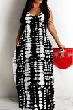 Brown Leopard Print Sleeveless Backless Spaghetti Strap Floor Length Vacation Baggy Sundress Slip Maxi Dress