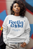 White Black Casual Graphcis Print O Neck Long Sleeve Fall Winter Sweatshirt