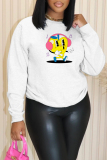 White Red Casual Graphcis Print O Neck Long Sleeve Fall Winter Sweatshirt