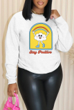 White Red Casual Graphcis Print O Neck Long Sleeve Fall Winter Sweatshirt